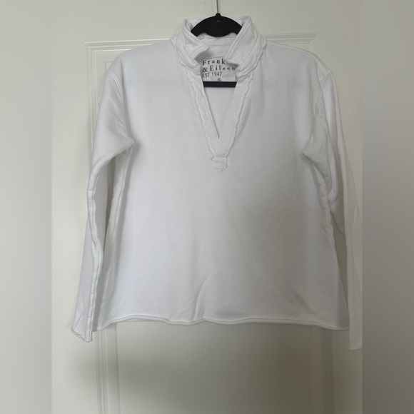 NWOT Frank & Eileen Classic White Long Sleeve Top Patrick triple fleece Sz S - Picture 6 of 8